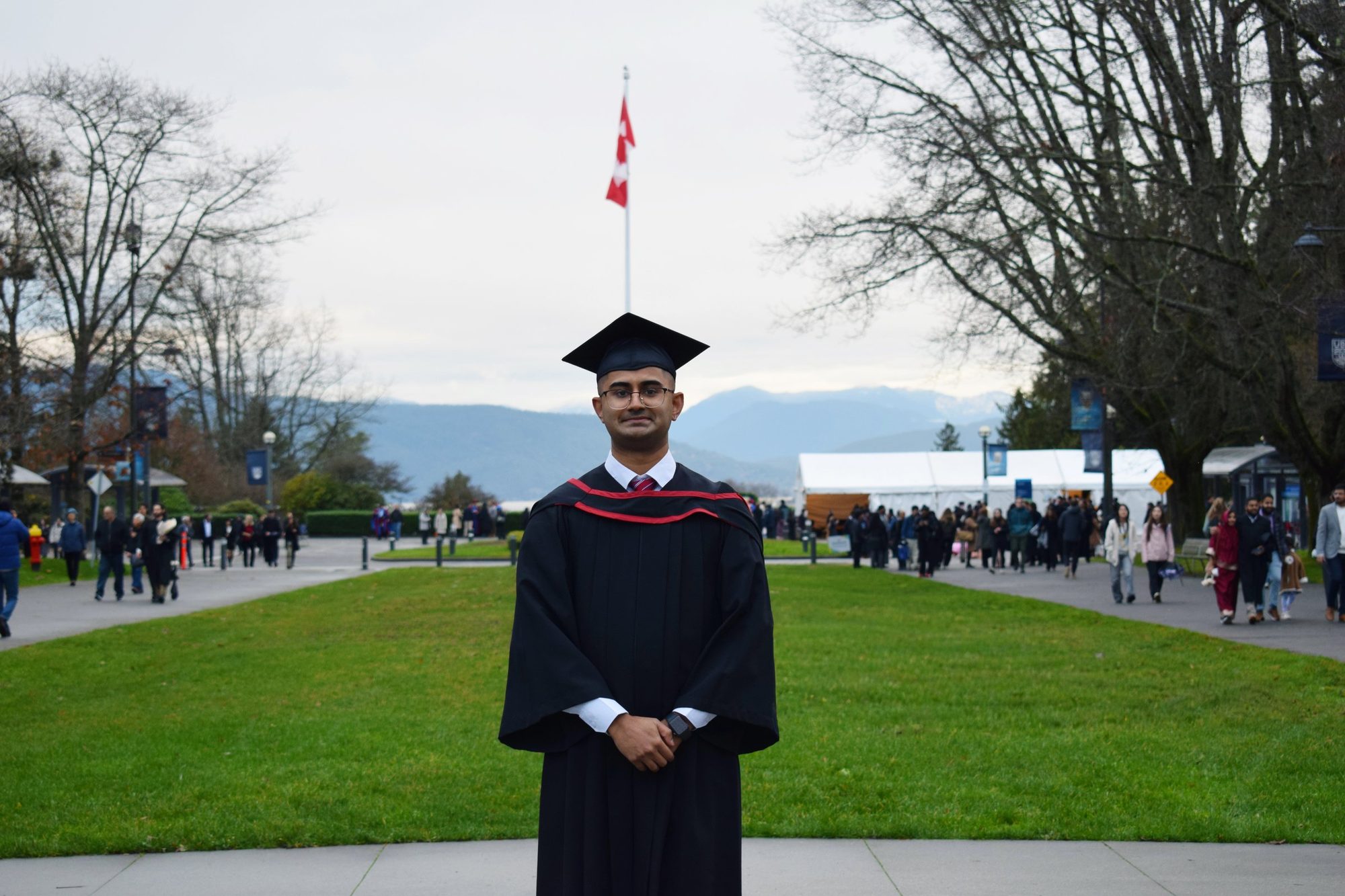 Aneesh at UBC graduation on Main Mall